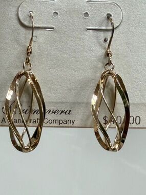 Kohl's 24 Karat Sterling Silver Gold-Tone Interwoven Oval Dangle Earrings